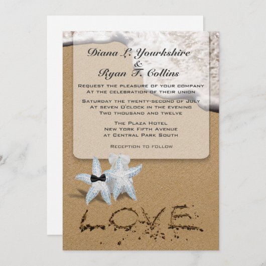 Aangepaste starvis Beach 5x7 uitnodiging (Voorkant / Achterkant)