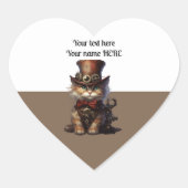 Aangepaste Steampunk Cat Kitten Hart Sticker (Voorkant)