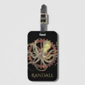 Aangepaste Steampunk Octopus & Rusty Clockwork Bagagelabel (Voorkant (verticaal))