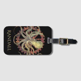Aangepaste Steampunk Octopus & Rusty Clockwork Bagagelabel