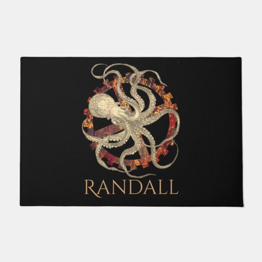 Aangepaste Steampunk Octopus & Rusty Clockwork Deurmat (Voorkant)