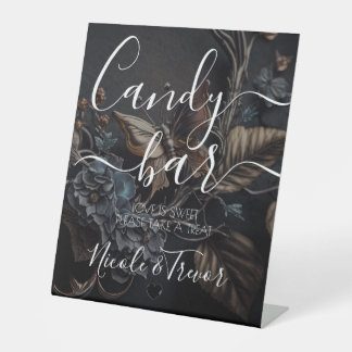 Aangepaste Steampunk Vlinder Calligrafie Snoepbar Reclamebord Met Voetstuk