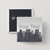 Aangepaste stedelijke stadslandschaps tinten grijs vierkante button 5,1 cm (Voorkant /achterkant)