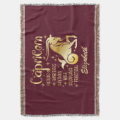 Aangepaste Steenbok Zodiac teken Gouden Maroon Ast Deken (Voorkant Verticaal)