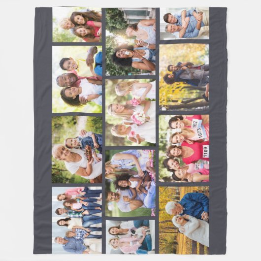 Aangepaste steenrooster - Grauwe 12 foto Fleece Deken (Voorkant)