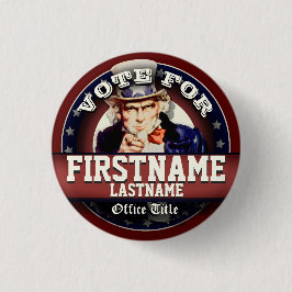 Aangepaste stem voor oom Sam Ronde Button 3,2 Cm