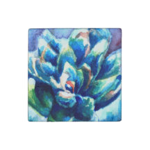 Aangepaste stenen magneet met Waterverf Succulent