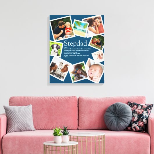 Aangepaste Stepdad Definition 9 Foto Blue Canvas Afdruk (Insitu (Woonkamer))