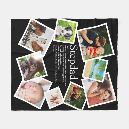 Aangepaste Stepdad Definition 9 Photo Collage Fleece Deken (Voorkant (Horizontaal))