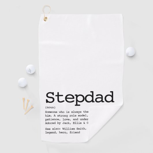 Aangepaste Stepdad Definition Black en White Golfhanddoek (Insitu)