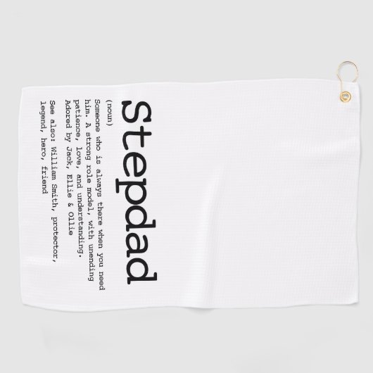 Aangepaste Stepdad Definition Black en White Golfhanddoek (Horizontaal)