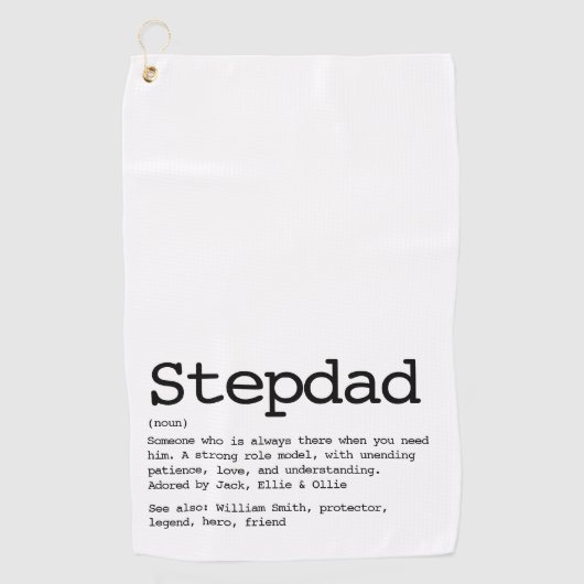 Aangepaste Stepdad Definition Black en White Golfhanddoek (Voorkant)