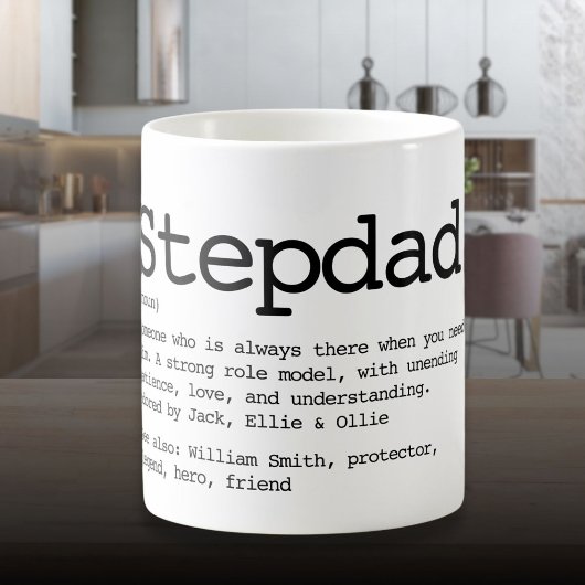 Aangepaste Stepdad Definition Black en White Koffiemok