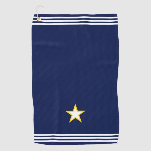 Aangepaste ster en drie strepen op marineblauw golfhanddoek (Voorkant)