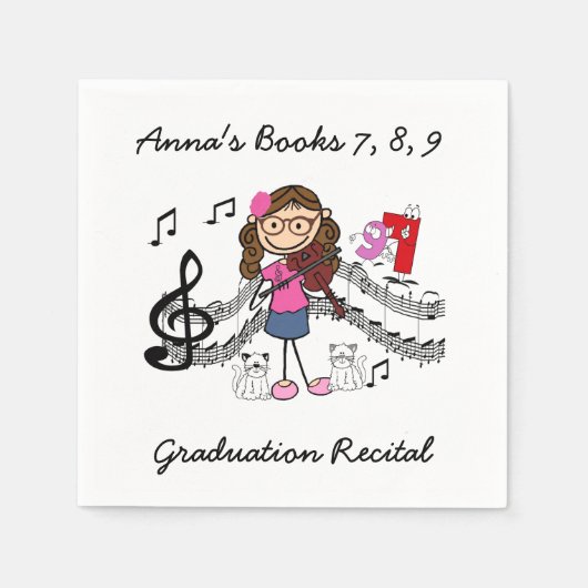 Aangepaste Stick Figuur Vioolspeler Papieren serve Servet (Voorkant)