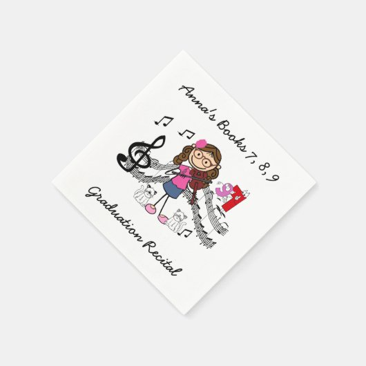 Aangepaste Stick Figuur Vioolspeler Papieren serve Servet (Hoek)