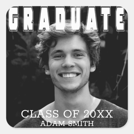 Aangepaste Sticker Afstuderen voor foto's gebold T (Voorkant)