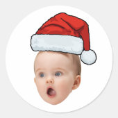 Aangepaste Sticker Baby Gezicht Foto Santa Hat Ker (Voorkant)