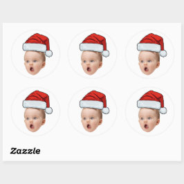 Aangepaste Sticker Baby Gezicht Foto Santa Hat Ker