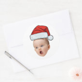 Aangepaste Sticker Baby Gezicht Foto Santa Hat Ker (Envelop)
