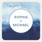 Aangepaste Sticker Bruid Groom Naam Blauwe Waterve (Voorkant)