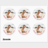 Aangepaste Sticker kerstfoto met Curved Text (Vel)