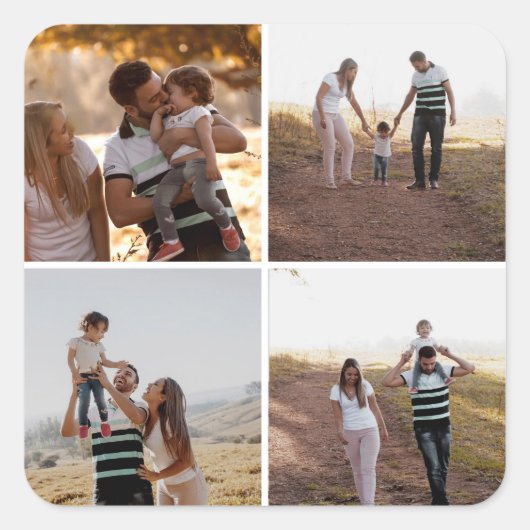 Aangepaste sticker met 4 foto's collage (Voorkant)