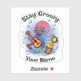 Aangepaste sticker | Retro octopus | Naam & tekst