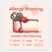 Aangepaste sticker voor allergiewaarschuwing voor (Voorkant)