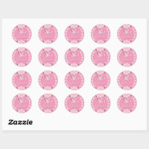 Aangepaste sticker voor babyfeestje – Roze bloemen