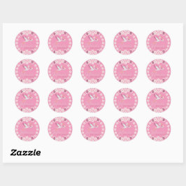 Aangepaste sticker voor babyfeestje – Roze bloemen