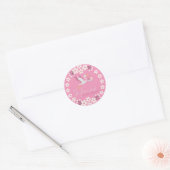 Aangepaste sticker voor babyfeestje – Roze bloemen (Envelop)