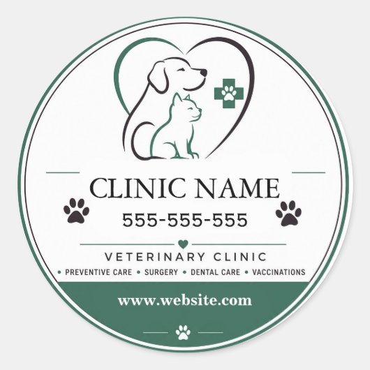 Aangepaste sticker voor veterinaire kliniek voor d (Voorkant)