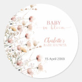 aangepaste stickerlabel sjabloon met wilde bloemen ronde sticker (Voorkant)