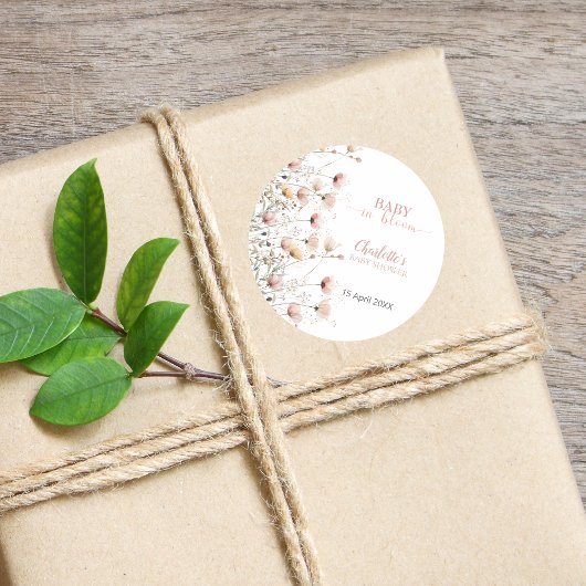 aangepaste stickerlabel sjabloon met wilde bloemen ronde sticker