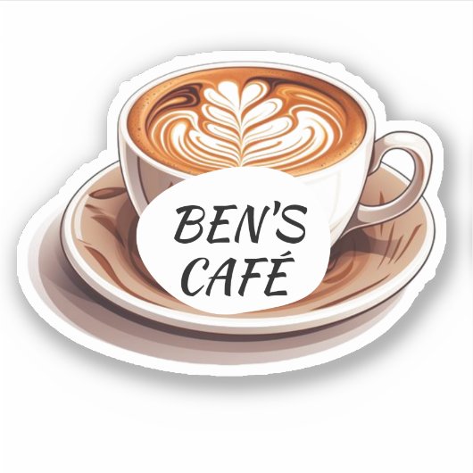 Aangepaste Stickers Koffiebeker en Bonen Logo (Voorkant)