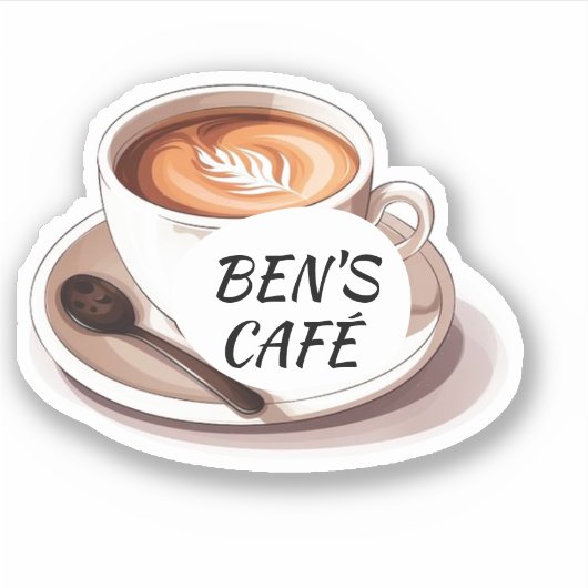 Aangepaste Stickers Koffiekop en Bonen Logo (Voorkant)