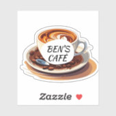 Aangepaste stickers koffiekop en bonen logo (Vel)