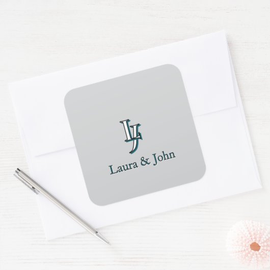 Aangepaste stickers met initialen en namen van kop (Envelop)