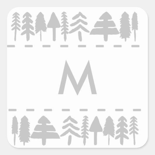 Aangepaste Stickers op het plein van Monogram Pine (Voorkant)