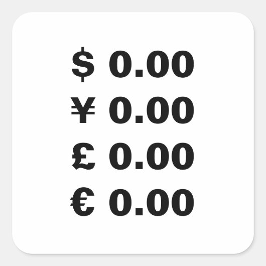 Aangepaste stickers voor het symbool van de valuta (Voorkant)