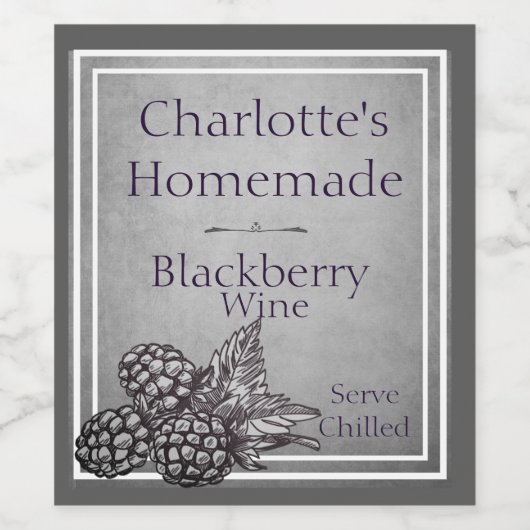 Aangepaste  stijl Blackberry Wijn Etiket (Enkel label)