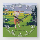 Aangepaste  stijl Hoogland Golfscène Vierkante Klok (Voorkant)