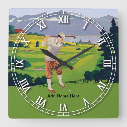 Aangepaste  stijl Hoogland Golfscène Vierkante Klok (Voorkant)