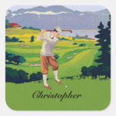 Aangepaste  stijl Hoogland Golfscène Vierkante Sticker (Voorkant)