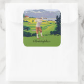 Aangepaste  stijl Hoogland Golfscène Vierkante Sticker (Tas)