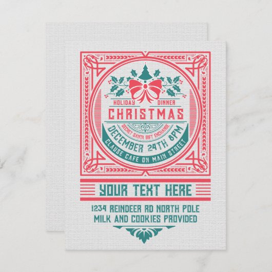 Aangepaste stijl kerst Kaart uitnodiging (Voorkant / Achterkant)