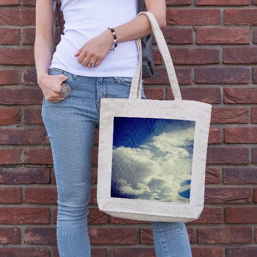 Aangepaste  stijlblauwe hemelvierkant foto tote bag