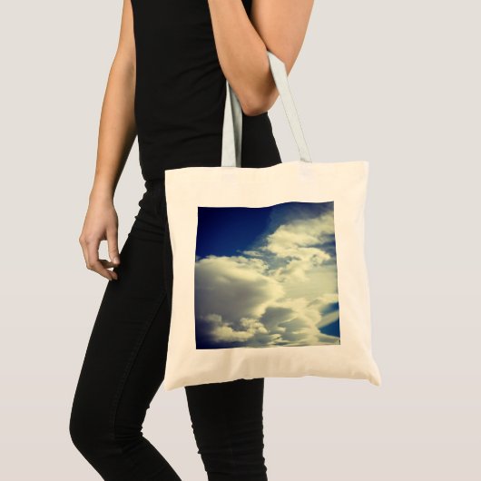 Aangepaste stijlblauwe hemelvierkant foto tote bag (Voorkant (product))