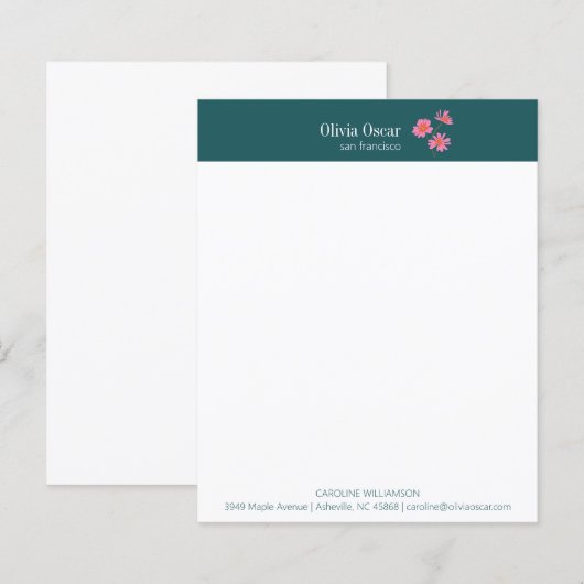 Aangepaste Stijlvolle Blauwgroen Bloemen Zakelijke (Voorkant / Achterkant)